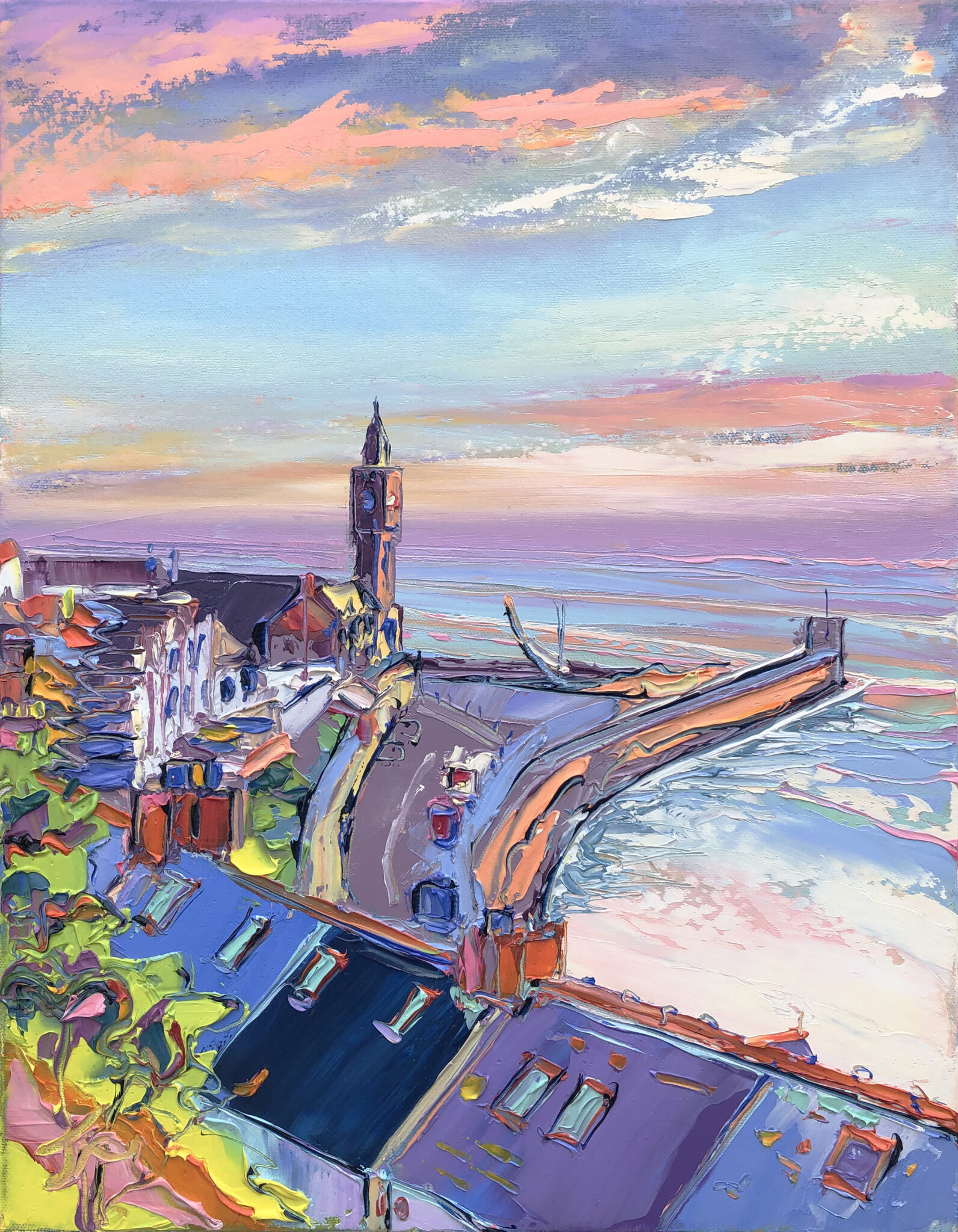 Porthleven Rooftops 30 x 40 £655 Customs House Gallery Porthleven