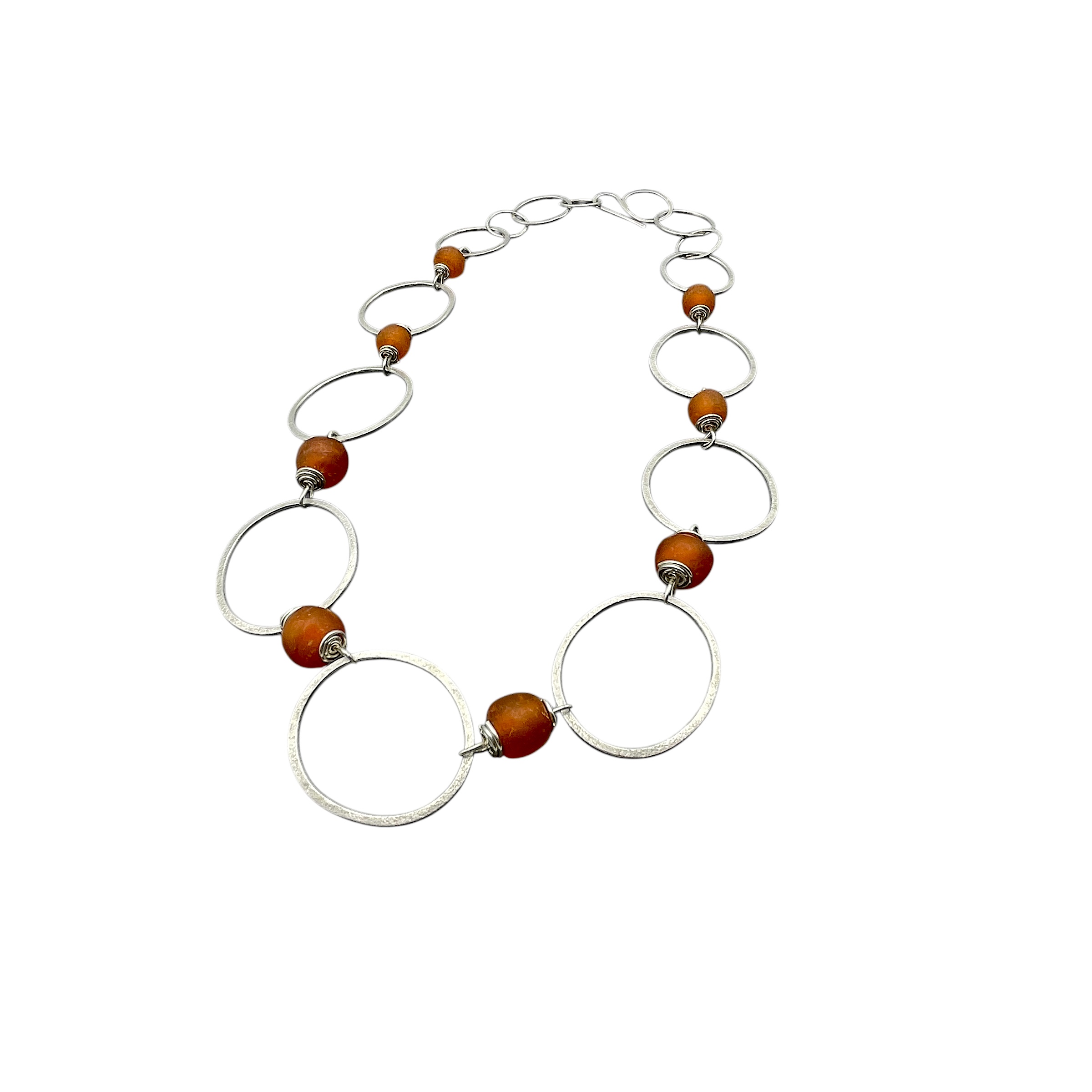 Jen Williams - Rockpool Necklace - Silver with Orange Glass (JW375)