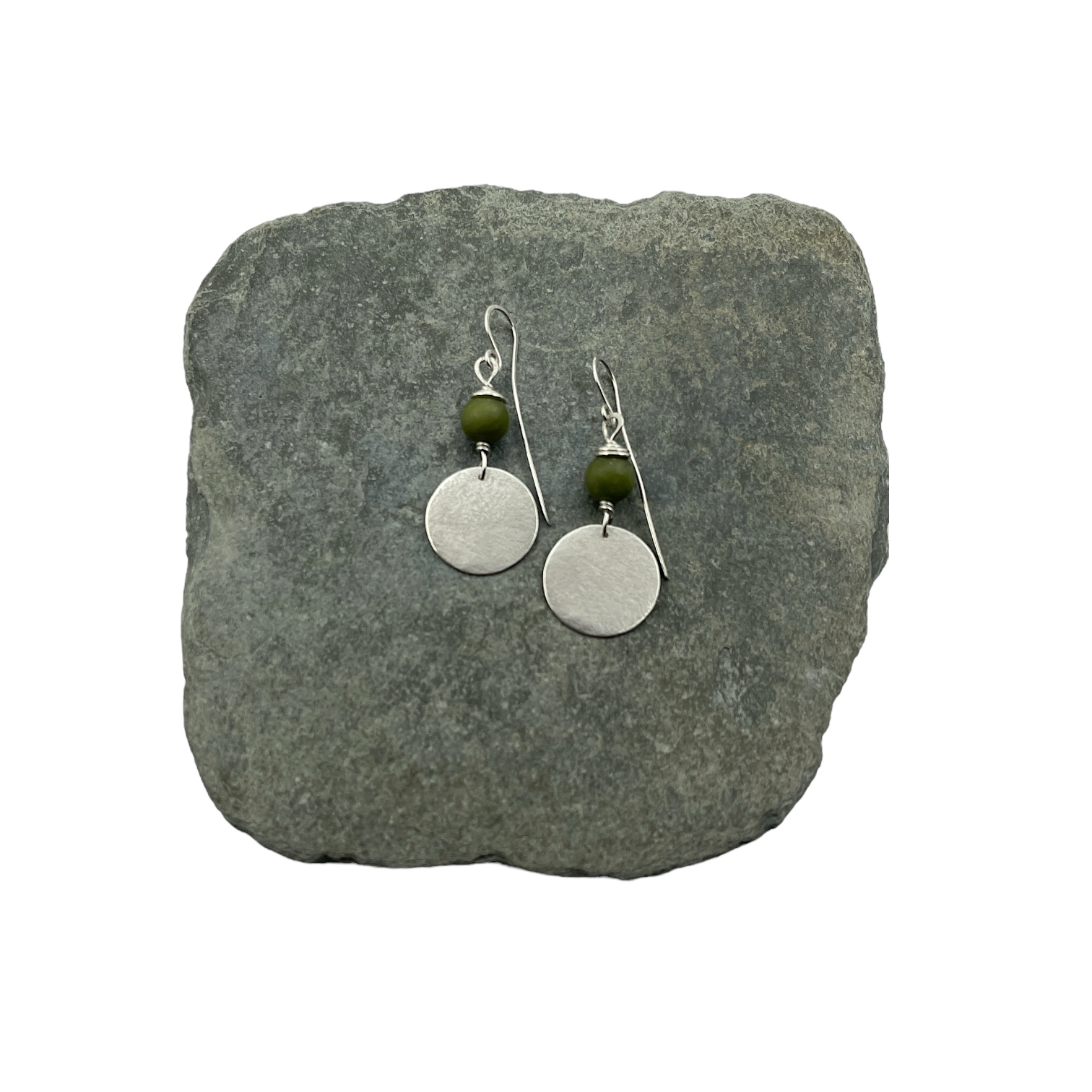 Jen Williams - Medium Circle Earrings with Jade (JW412)