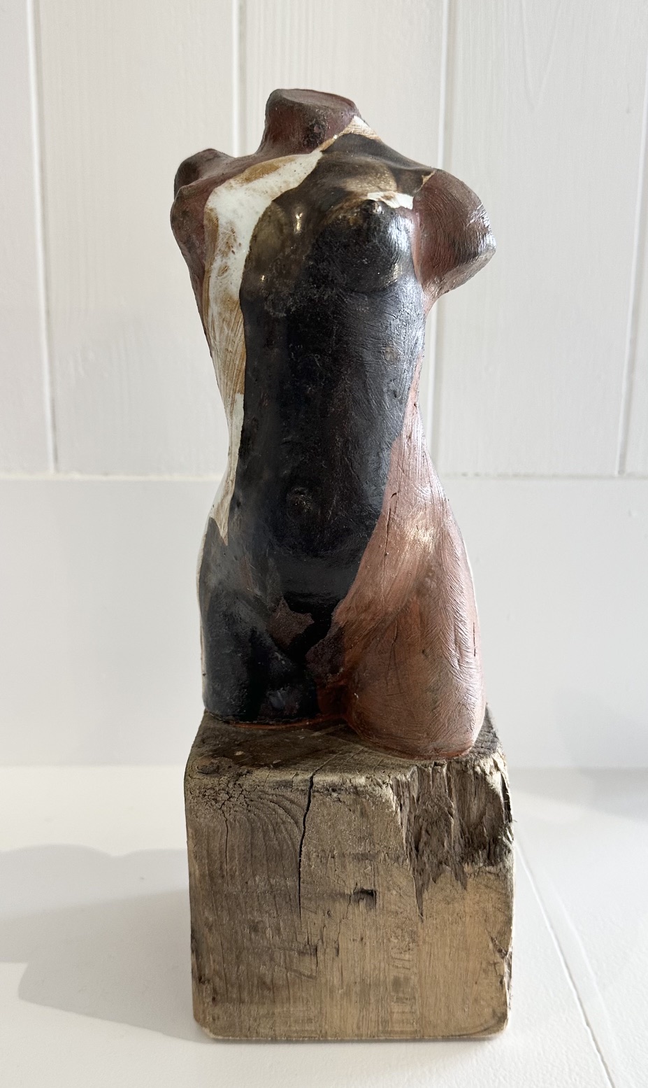 Sophie Howard - Jill - Glazed Terracotta Female Torso on Reclaimed Timber Plinth (SH19)