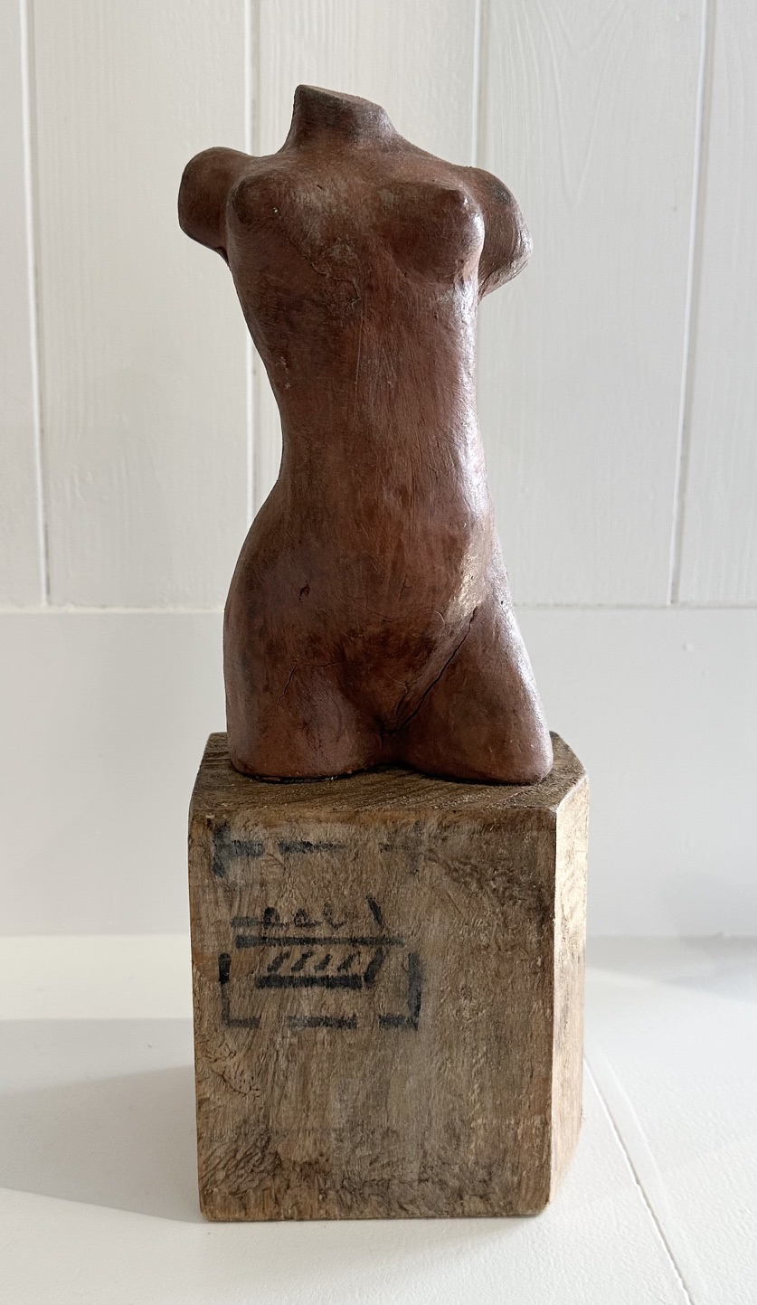 Sophie Howard - Jill - Glazed Terracotta Female Torso on Reclaimed Timber Plinth (SH20)