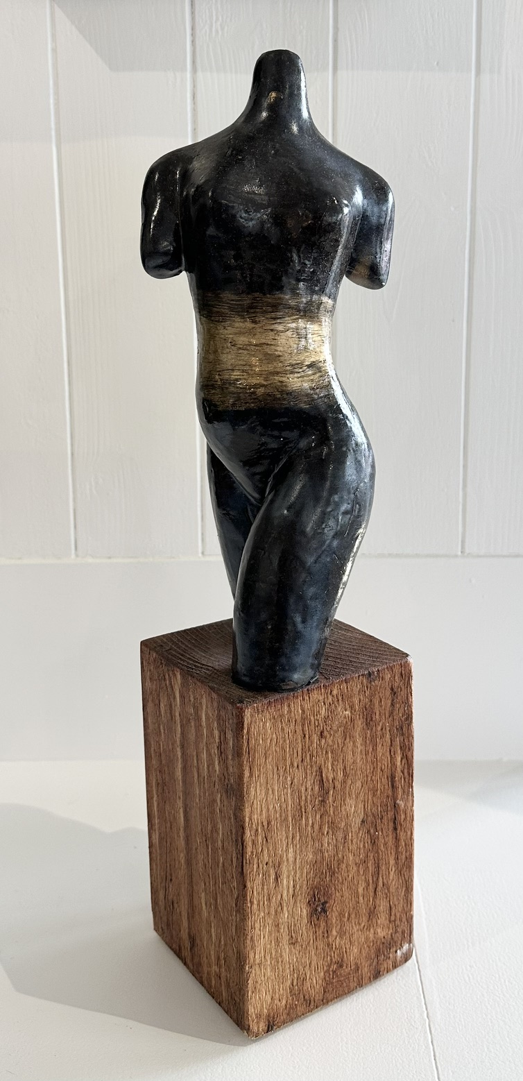 Sophie Howard - About - Glazed Terracotta Female Torso on Reclaimed Timber Plinth (SH23)